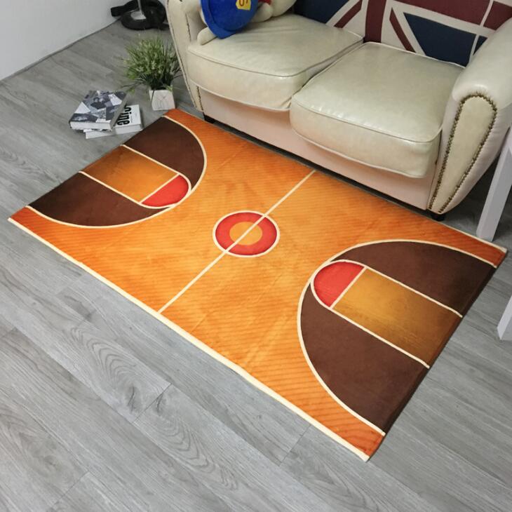 Basketball Field Blue Area Rug Carpet