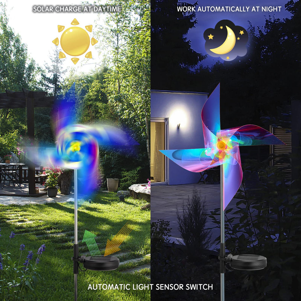 Woowooh Laser Solar Windmill Garden Light 2 Pack