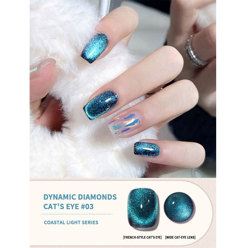 Cat Eye Nail Polish Glitter Design Coastal Light Series