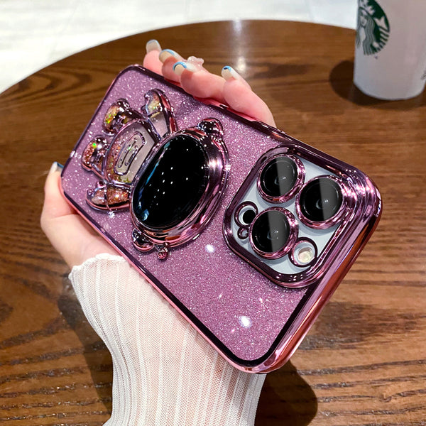 iPhone Case Astronaut Holder Electroplated Glitter Lens Films - Green