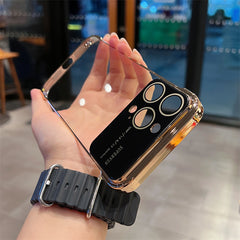 Randlose iPhone-Hülle mit Linsenfolie und großem Fenster