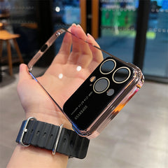 Randlose iPhone-Hülle mit Linsenfolie und großem Fenster