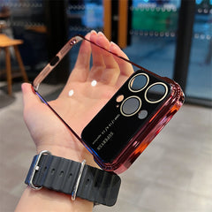 Randlose iPhone-Hülle mit Linsenfolie und großem Fenster