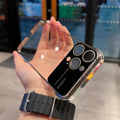 Randlose iPhone-Hülle mit Linsenfolie und großem Fenster
