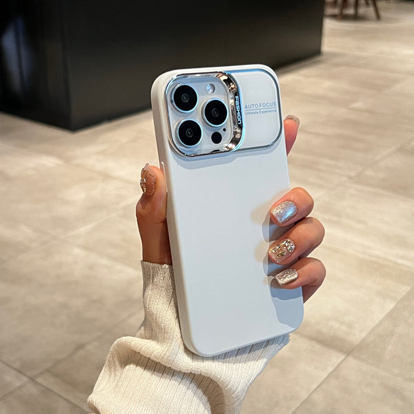 iPhone Case Large Window Solid Color Liquid Silicone - White