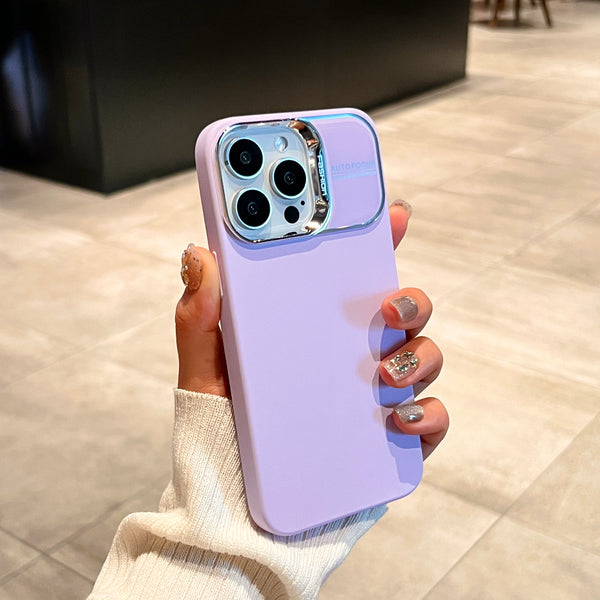 iPhone Case Large Window Solid Color Liquid Silicone