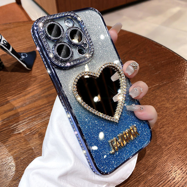 iPhone Case Reinstone Heart Shaped Mirror Lens Films