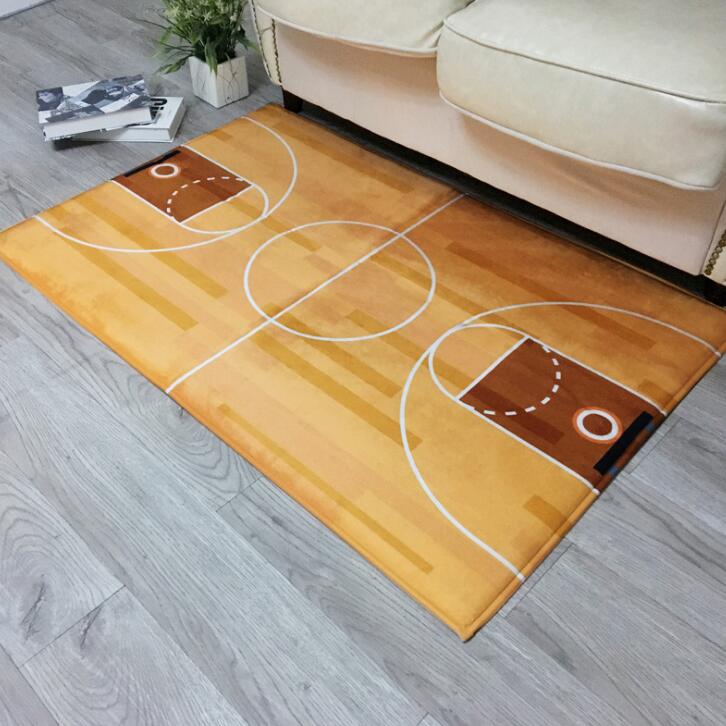 Basketball Field Blue Area Rug Carpet