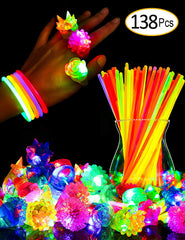 Dark Party Supplies 38 Flashing Rings+100 Glow Sticks
