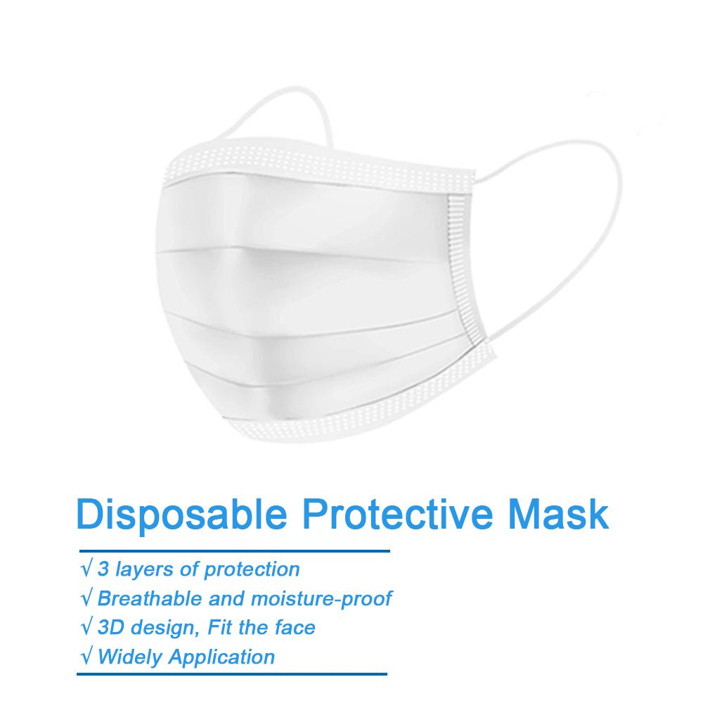 Disposable Face Mask White Earloop 3-Ply for Personal Health