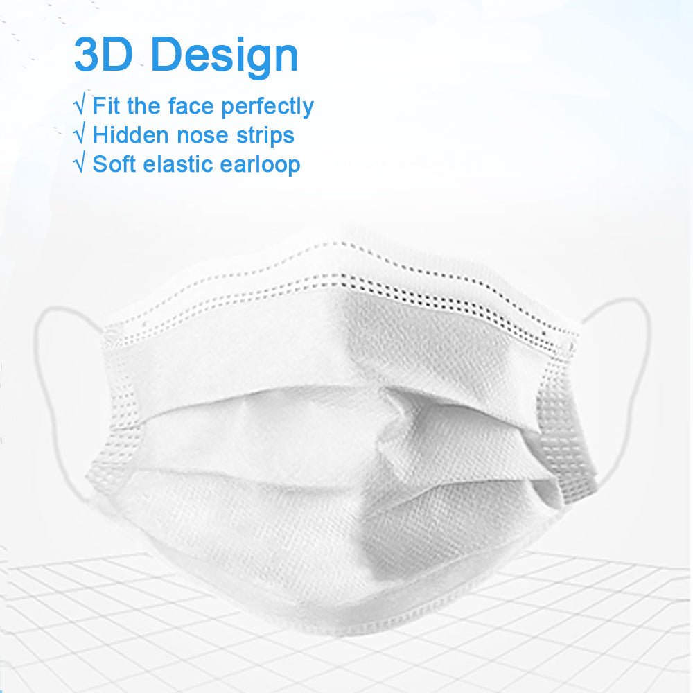Disposable Face Mask White Earloop 3-ply