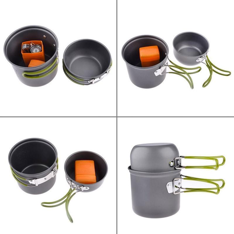 Ultralight Portable Outdoor Pot Pan & Stove Set with Piezo Ignition