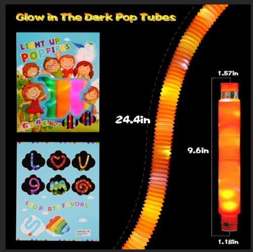 Vanblue Light Up Pop Tubes Fidget Toys