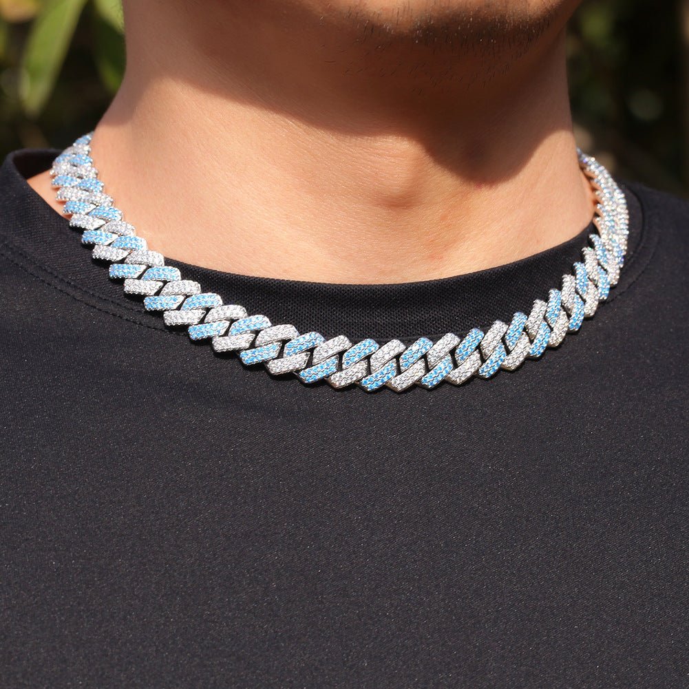 Woowooh 13MM Iced S Link White Pink Blue Cuban Chain Woowooh