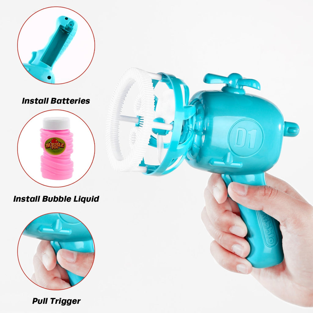 Woowooh 2 Pack Guns Blower for Kids with 4 Bottles Bubble