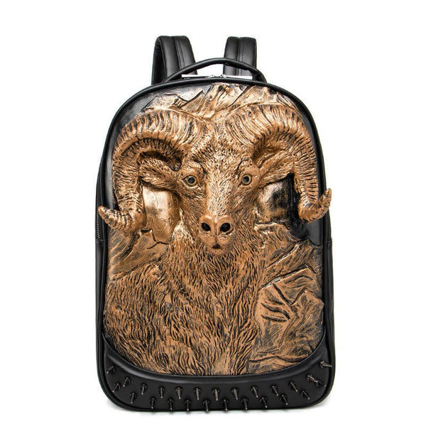 Woowooh 3D Embossed Goat Studded Punk Backpack