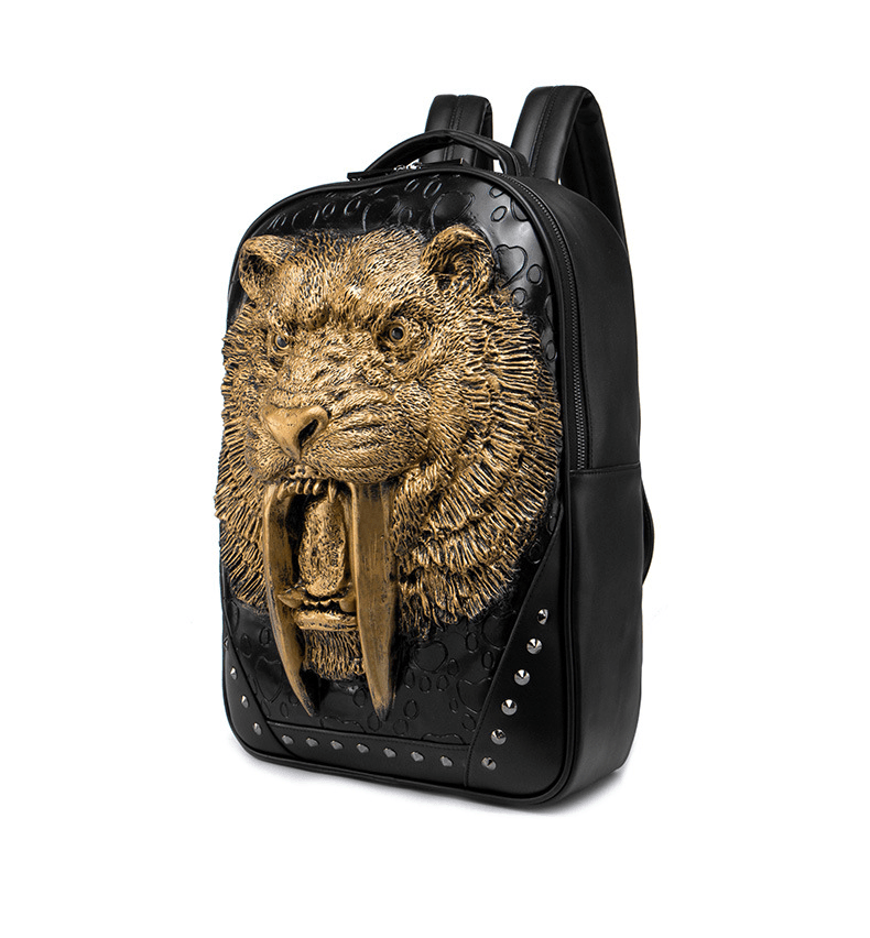 Woowooh 3D Embossed Sabre Tooth Tiger Punk Style Waterproof Backpack