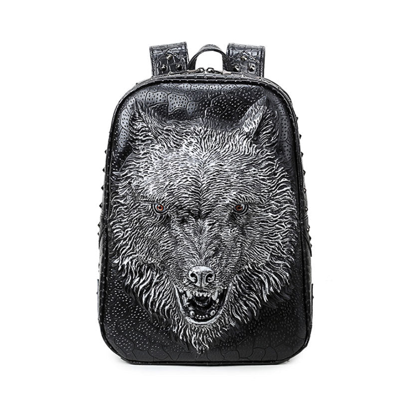 Woowooh 3D Embossed Wolf Punk Backpack