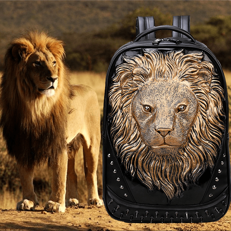 Woowooh 3D Stereo Punk Lion Head Backpack