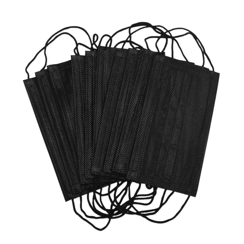 Woowooh 50 Pack Disposable Face Masks Black with Elastic Ear Loop