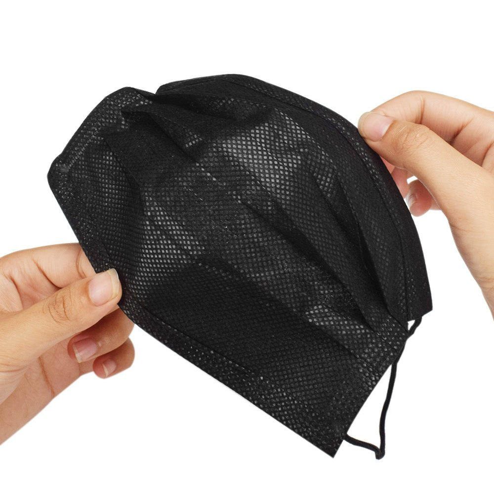 Woowooh 50 Pack Disposable Face Masks Black with Elastic Ear Loop