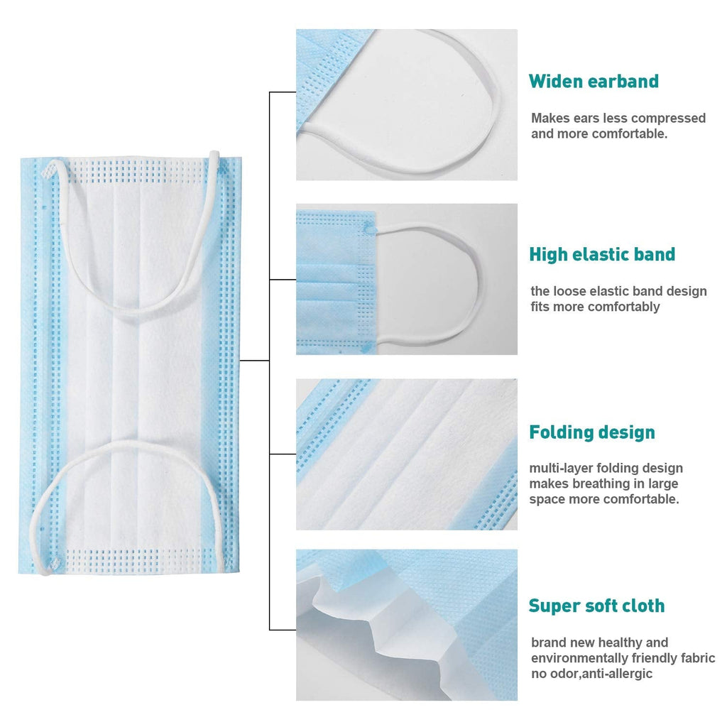 Woowooh Disposable 3-Ply Face Antiviral Medical Surgical Mask with Earloop Polypropylene Masks for Personal Health