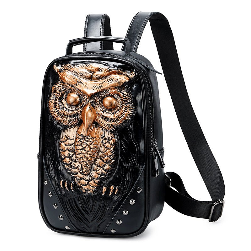 Woowooh Embossed 3D Owl Leather Backpack