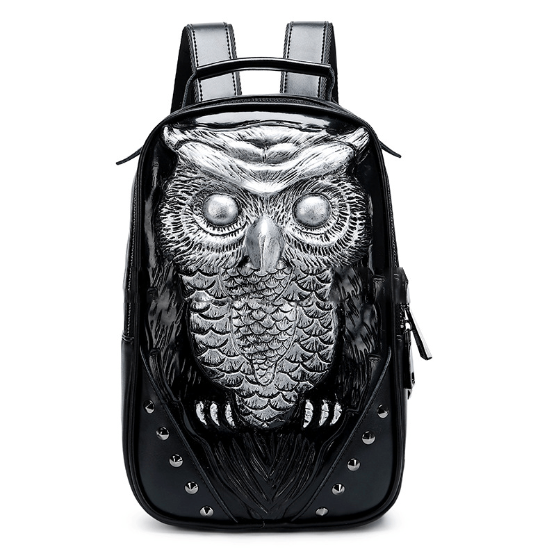 Woowooh Embossed 3D Owl Leather Backpack