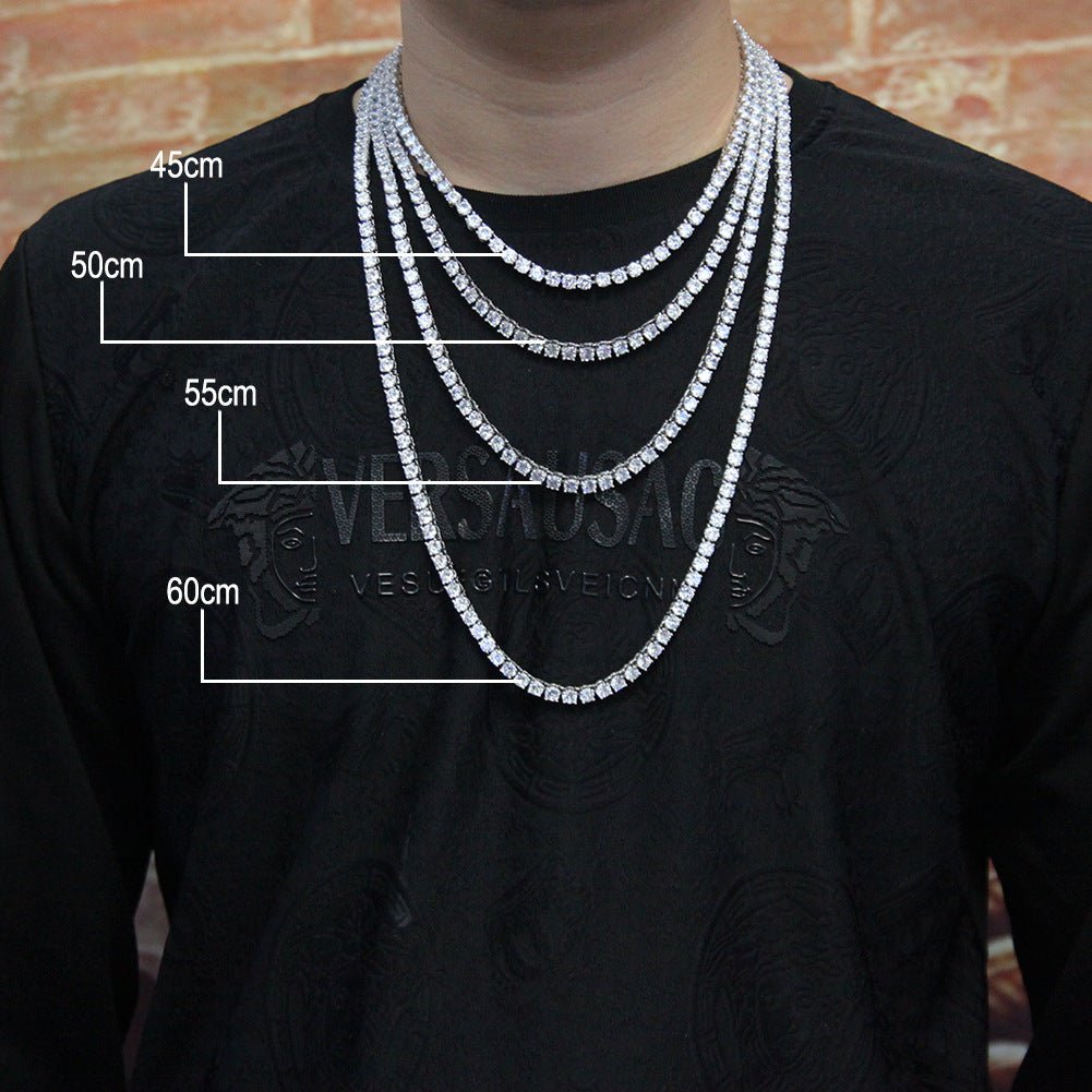 Woowooh Hip Hop Iced Out Diamond Tennis Chain Necklace for Men