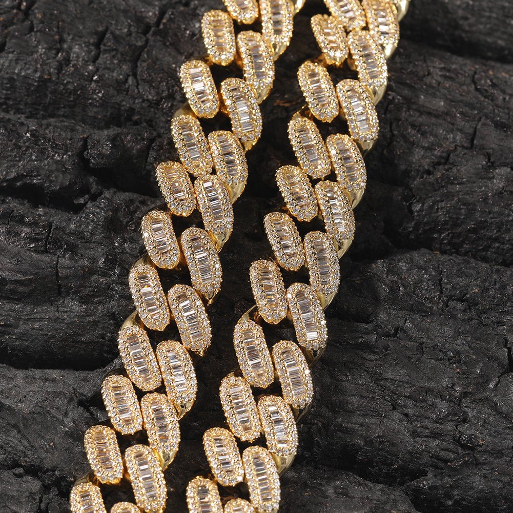 Woowooh Hip Hop Miami 15MM Cuban Link Chain with CZ Stone