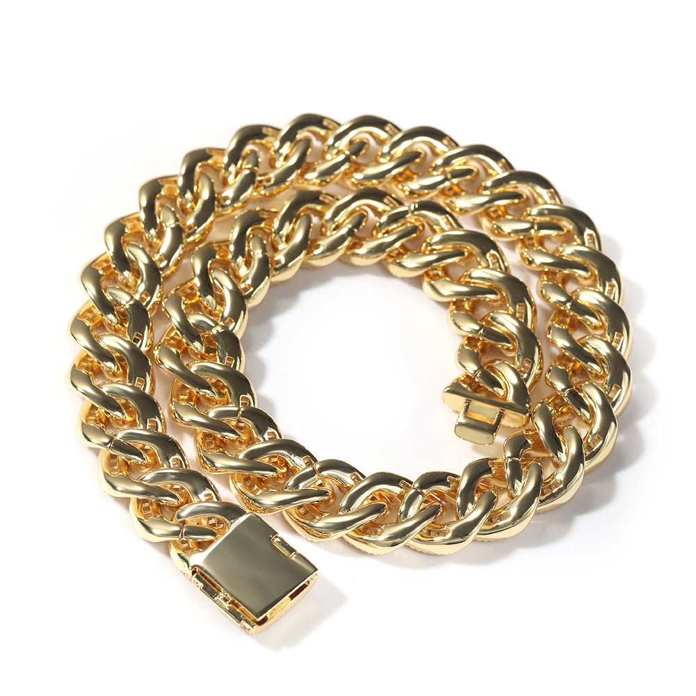 Woowooh Hip Hop Miami 15MM Cuban Link Chain with CZ Stone