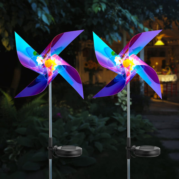 Woowooh Laser Solar Windmill Garden Light 2 Pack