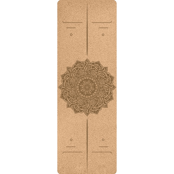 Woowooh Mandala Cork Yoga Mat with Alignment Lines