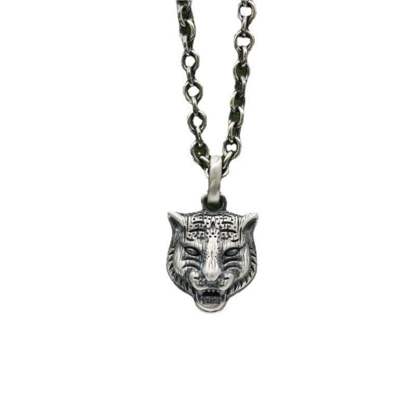 Woowooh Men's Tiger Pendant with Sliver FRANCO Necklaces