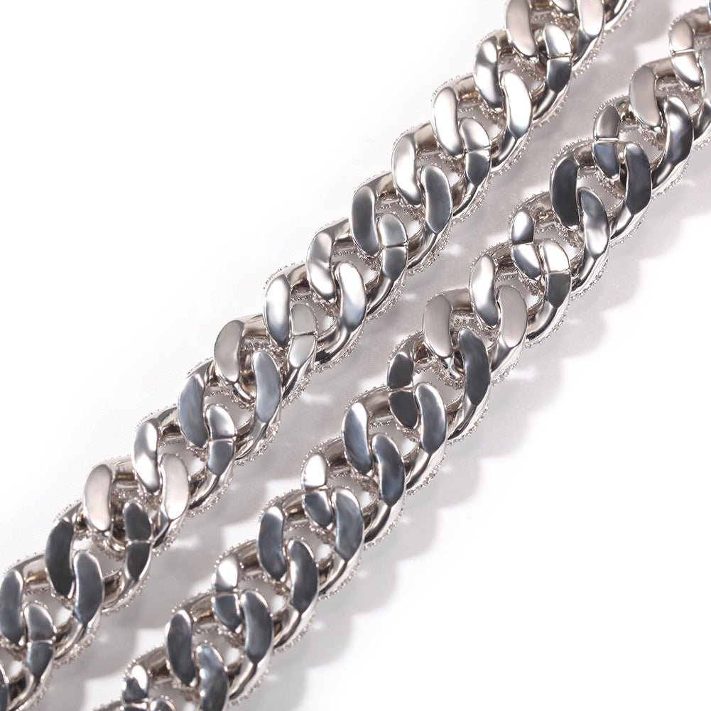 Woowooh Miami Cuban Link Chain Necklace 14mm Diamond for Men