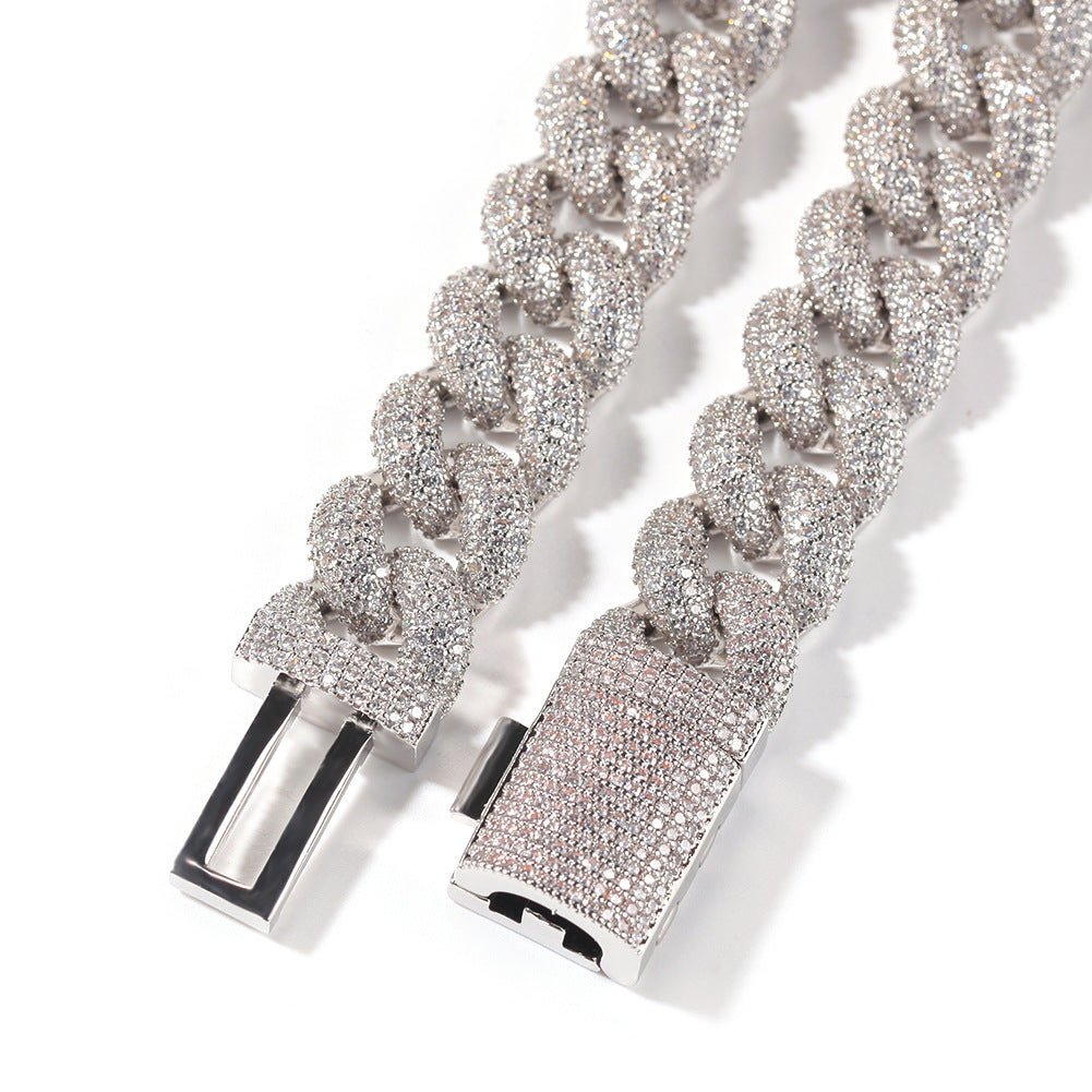 Woowooh Miami Cuban Link Chain Necklace 14mm Diamond for Men