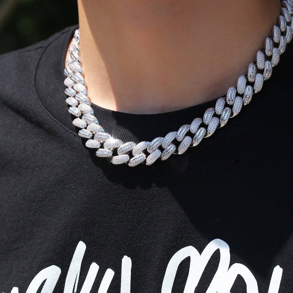 Woowooh Miami Cuban Link Chain with 2 Shape CZ Stones