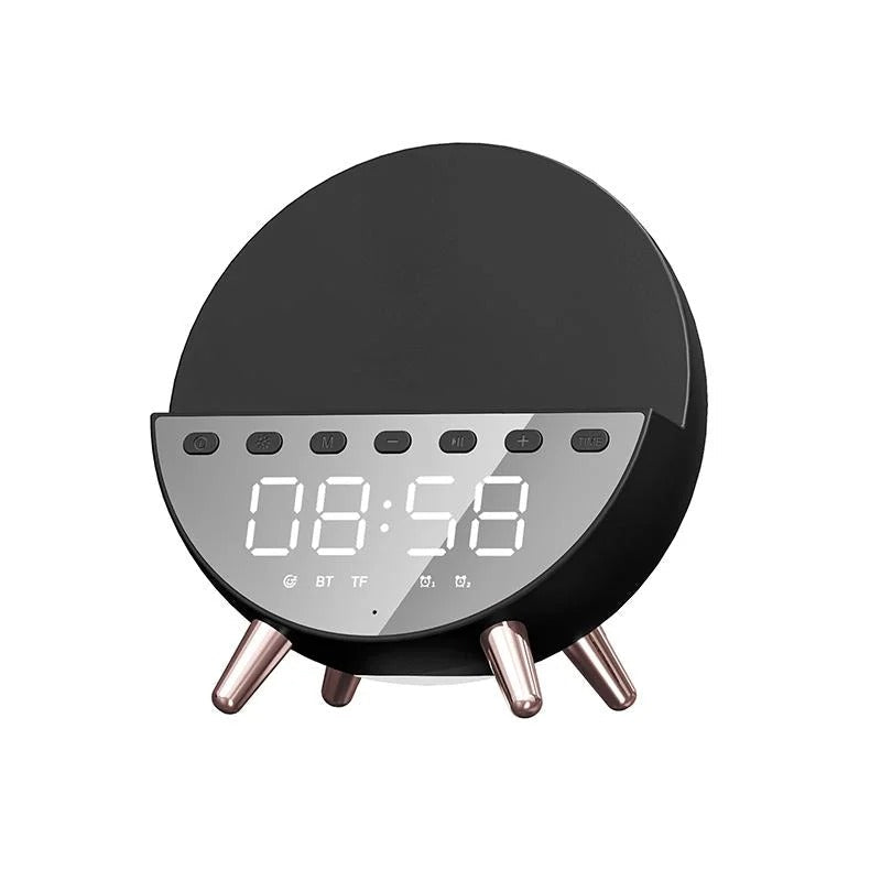 Woowooh Mobile Phone Wireless Charger with Alarm Clock Bluetooth Speaker