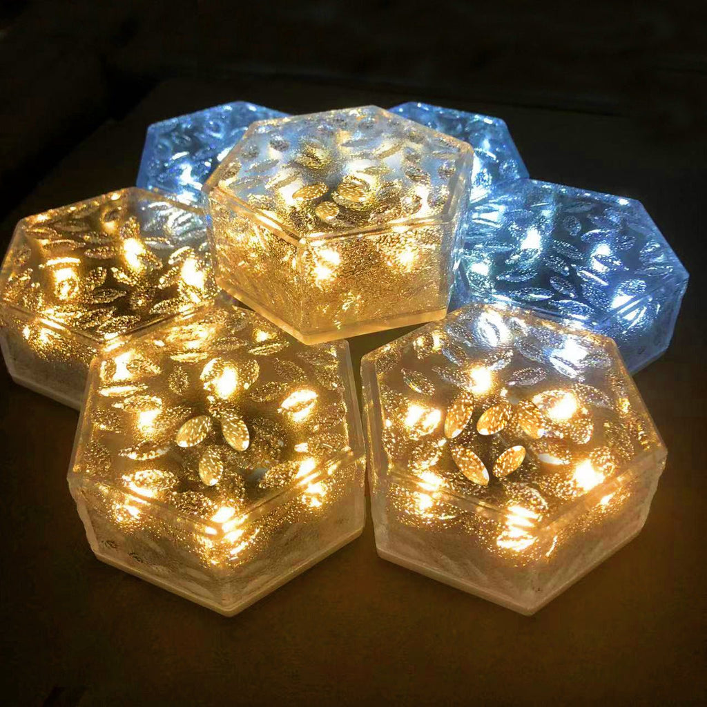 Woowooh New Hexagon Solar Ice Cube Garden Light 6 Pack