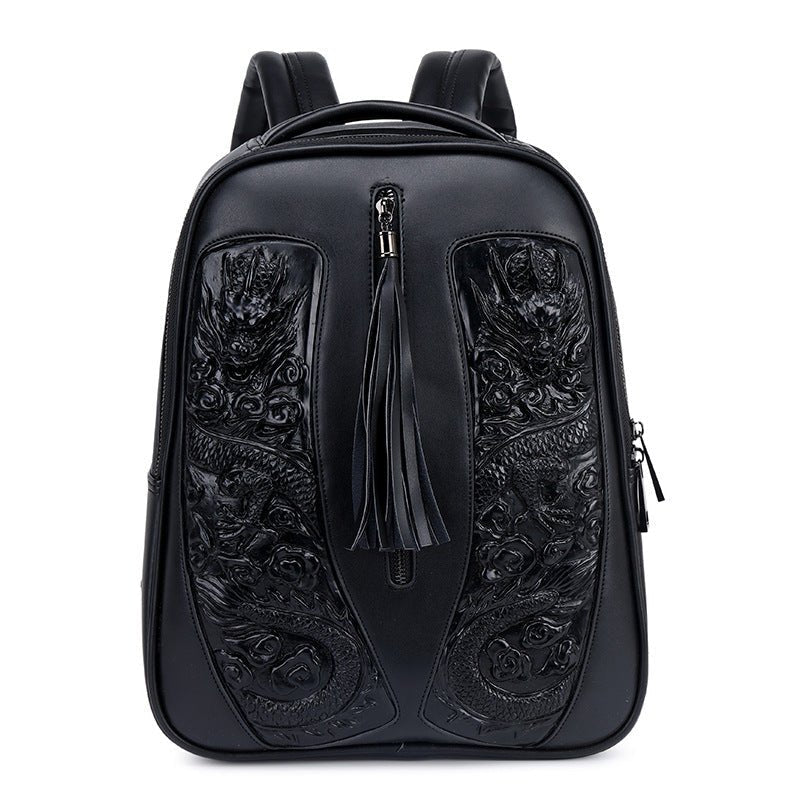 Woowooh Punk Style 3D Embossed Double Chinese Dragon Backpack