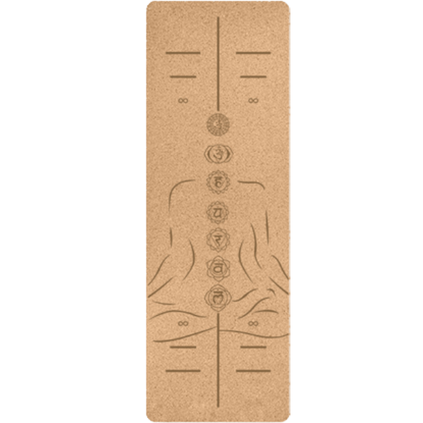 Woowooh Seven Chakra Cork Yoga Mat with Alignment Lines