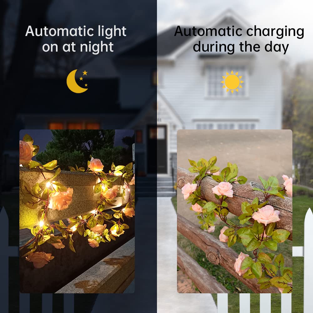 Woowooh Solar Simulation Rose Rattan Garden Light