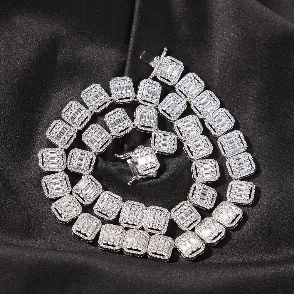 Woowooh Square Clustered Tennis Chain with Colorful CZ Stones