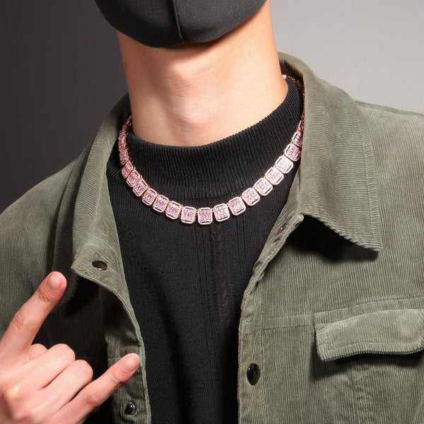 Woowooh Square Clustered Tennis Chain with Colorful CZ Stones