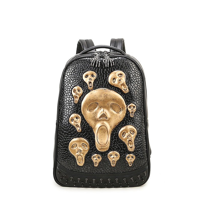 Woowooh Studded Embossed Goblin Head Fashion Backpack